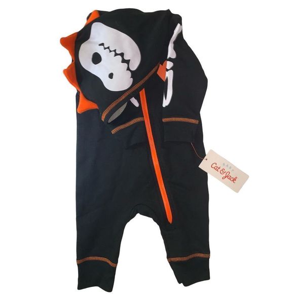 Cat & Jack Dinosaur One Piece Hoodie 0-3mo - Picture 5 of 8